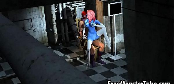  Blue 3D cartoon babe getting fucked hard by Magneto